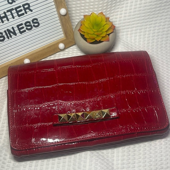 Cosmopolitan Handbags - Cosmopolitan Red Snake Skin Crossbody Clutch Bag / Purse long Strap